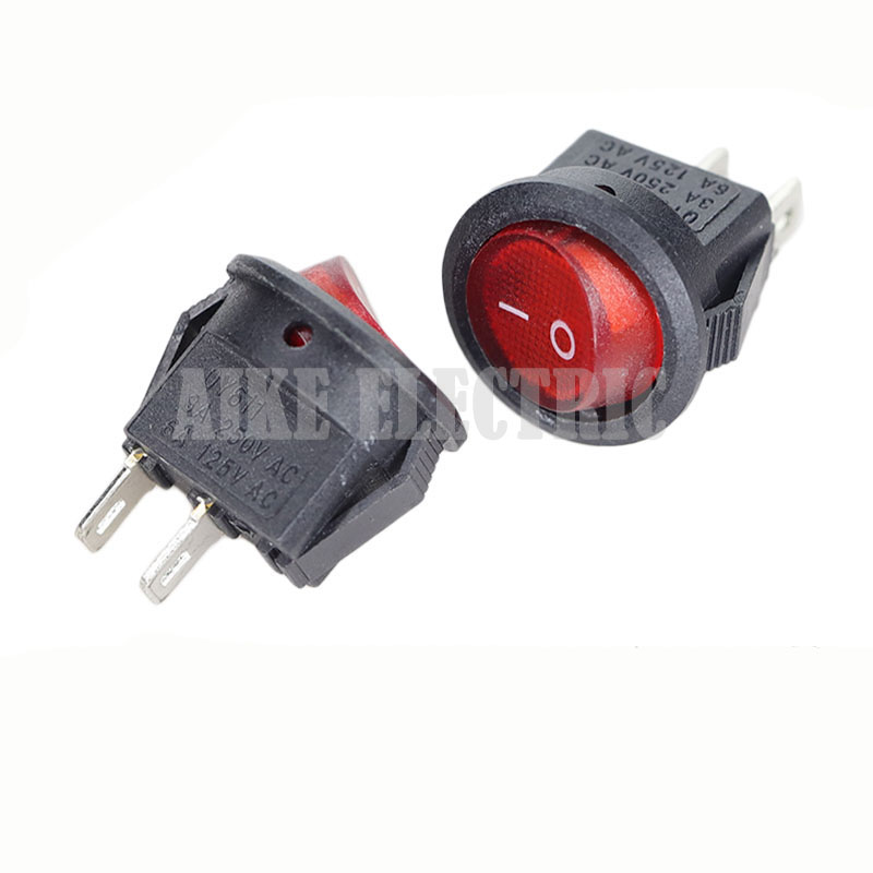 KCD1-611-2P Round boat type switch 2 pin 2 gear red button power switch