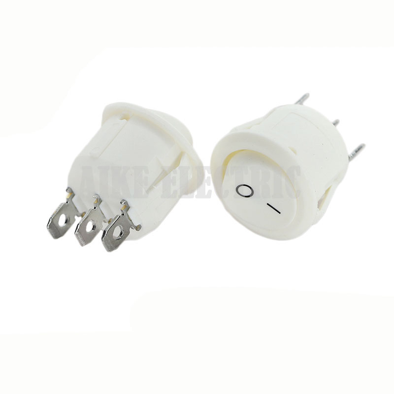 KCD1-105W Ship-type switch 3P, two-gear white button, round power switch 6A 