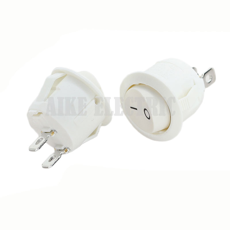 KCD1-105W-2P Ship-type switch 2P two-gear white button round power switch 6A 