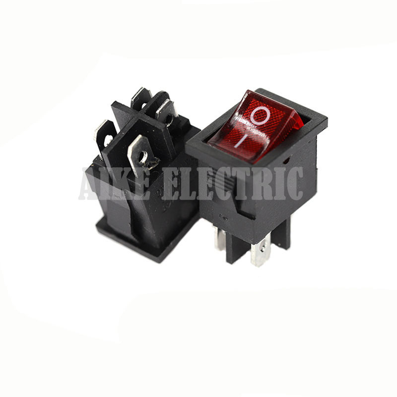 KCD1-104 2nd gear red 4-pin two way rocker switch with light 