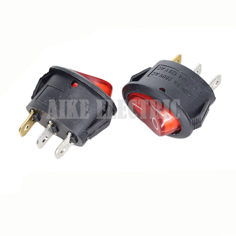 KCD1-105-RD Ship switch 2p transparent red button oval power switch 6A 