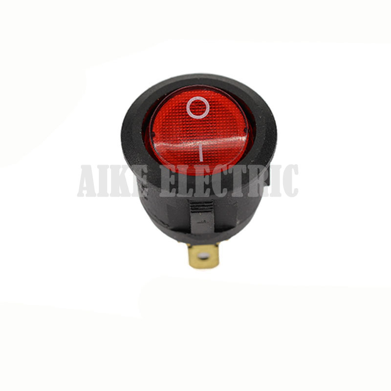  KCD1-201 Red head 2 round switch copper pin 3-pin plug-in power switch